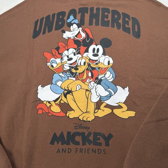 Disney Mickey & Friends Womens Size Large Graphic Sweatshirt Unbothered Brown - Picture 3 of 8
